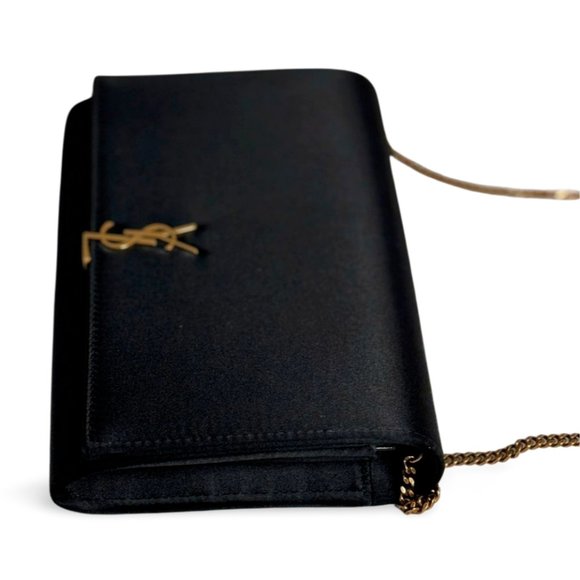 AUTHENTIC - YSL Le Monogramme Glossy Wallet on Crossbody Chain - Picture 10 of 13